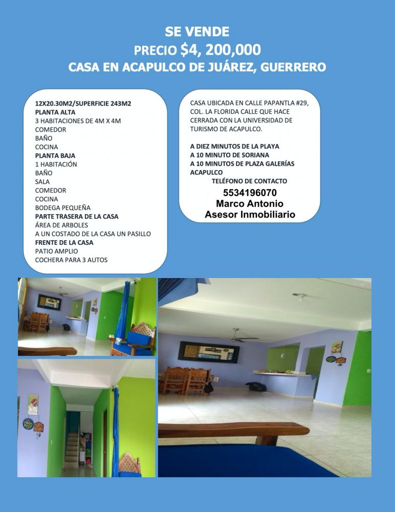 Casa en Venta en Acapulco de Juarez, Mexico
