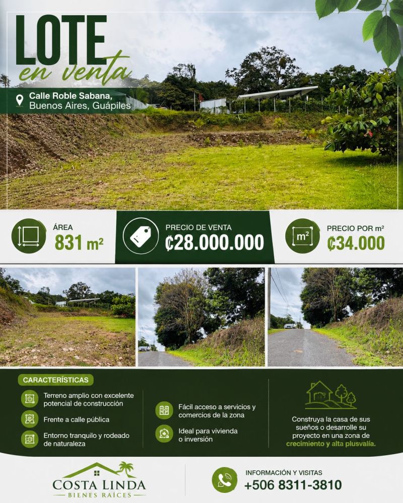 Terreno general en Venta en Guapiles, Costa Rica