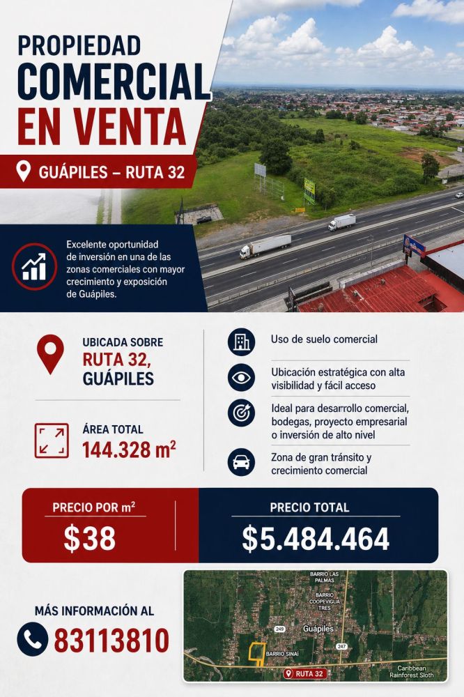 Terreno general en Venta en Guapiles, Costa Rica