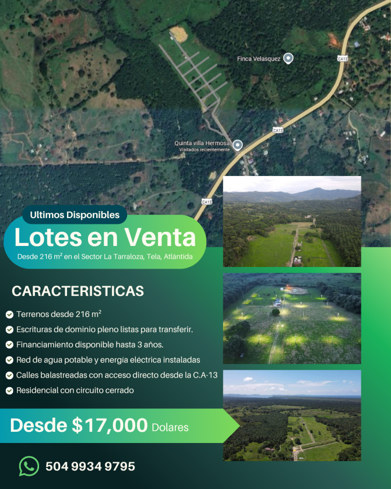 Terreno general en Venta en Tela, Honduras