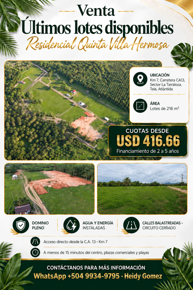 Terreno general en Venta en Tela, Honduras